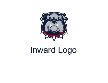 angry bulldog with red collar illustration
