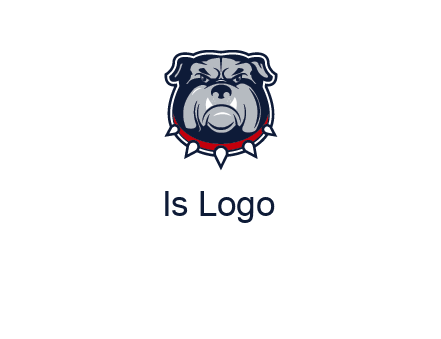 angry bulldog with red collar illustration