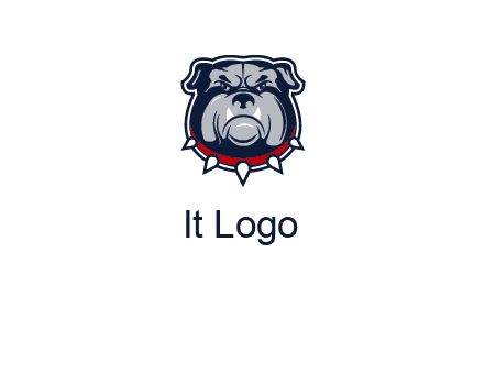 angry bulldog with red collar illustration