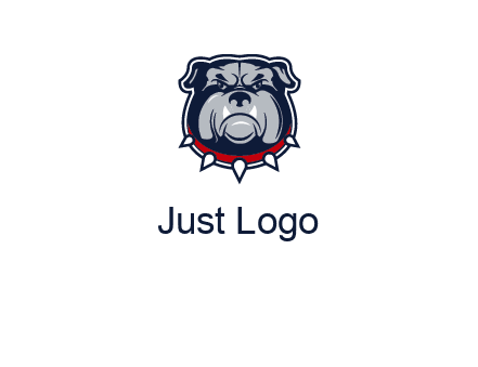 angry bulldog with red collar illustration