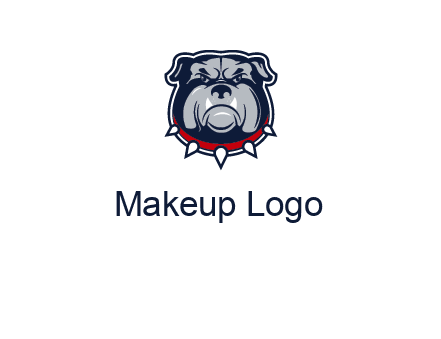 angry bulldog with red collar illustration
