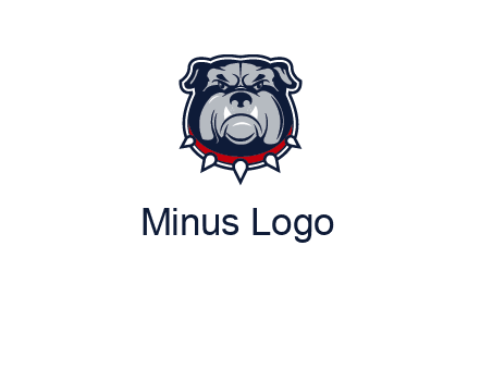 angry bulldog with red collar illustration