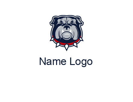 angry bulldog with red collar illustration