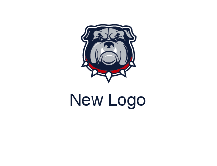 angry bulldog with red collar illustration