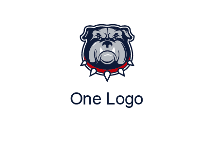 angry bulldog with red collar illustration
