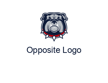 angry bulldog with red collar illustration