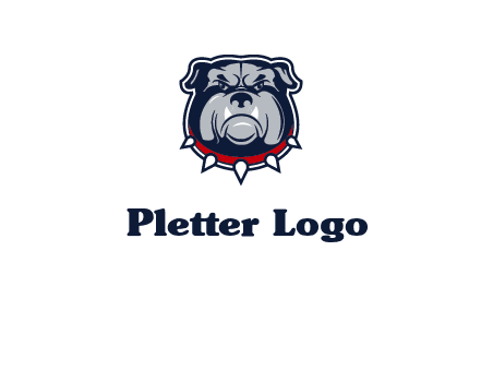 angry bulldog with red collar illustration