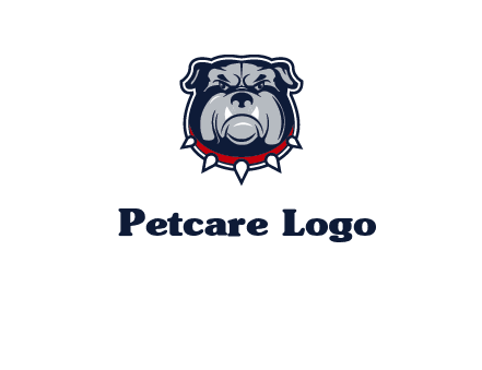 angry bulldog with red collar illustration
