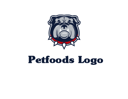 angry bulldog with red collar illustration