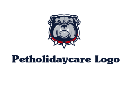 angry bulldog with red collar illustration