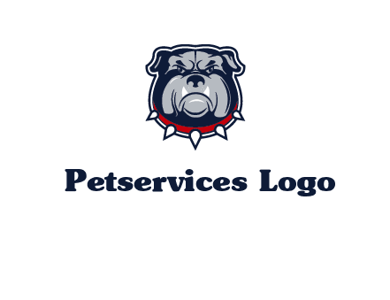 angry bulldog with red collar illustration