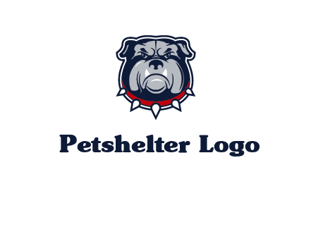 angry bulldog with red collar illustration