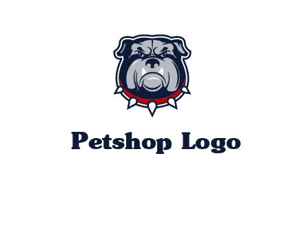 angry bulldog with red collar illustration