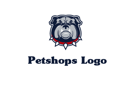 angry bulldog with red collar illustration