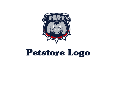 angry bulldog with red collar illustration