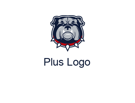 angry bulldog with red collar illustration