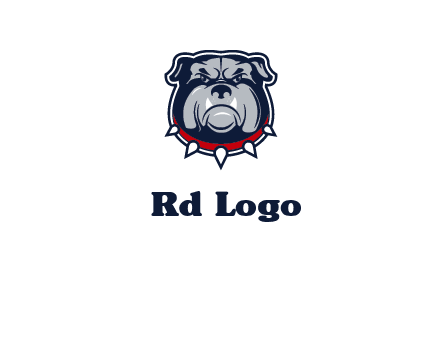 angry bulldog with red collar illustration