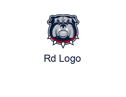 angry bulldog with red collar illustration