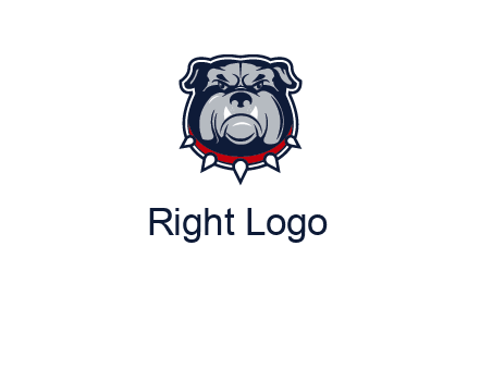 angry bulldog with red collar illustration