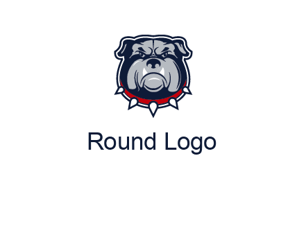 angry bulldog with red collar illustration