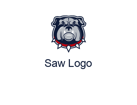 angry bulldog with red collar illustration