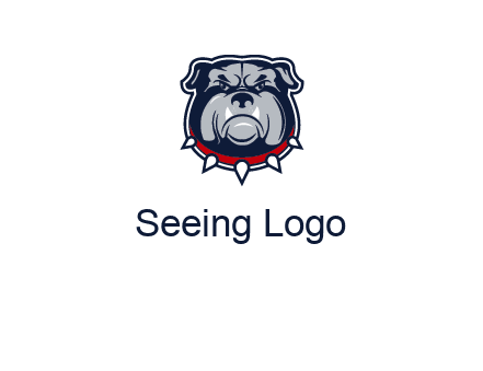 angry bulldog with red collar illustration