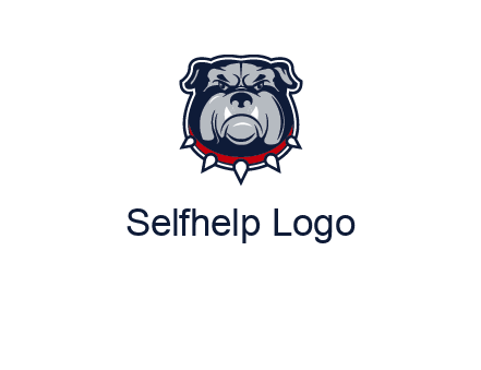 angry bulldog with red collar illustration