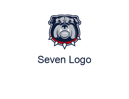 angry bulldog with red collar illustration
