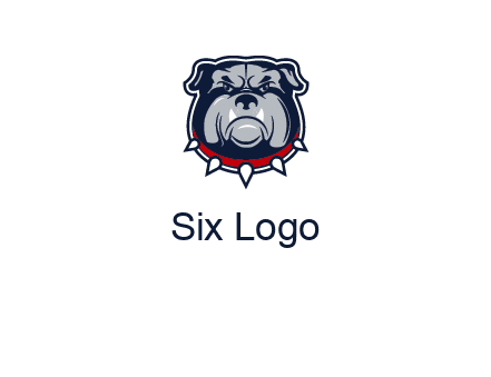 angry bulldog with red collar illustration