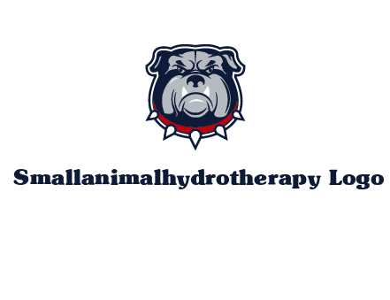 angry bulldog with red collar illustration