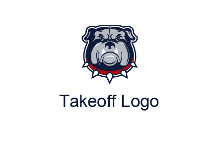 angry bulldog with red collar illustration