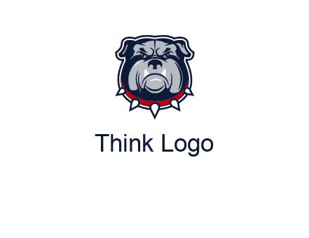 angry bulldog with red collar illustration