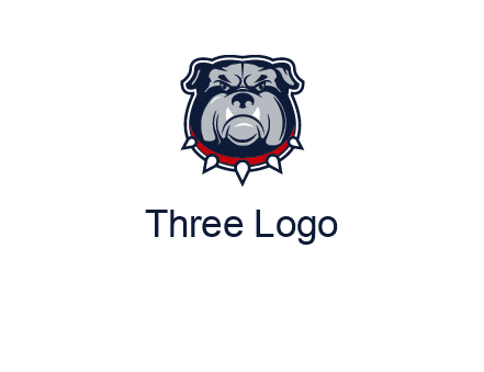angry bulldog with red collar illustration