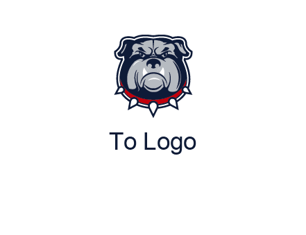 angry bulldog with red collar illustration