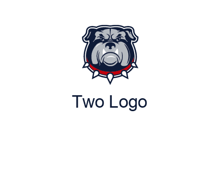 angry bulldog with red collar illustration