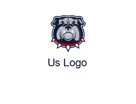 angry bulldog with red collar illustration