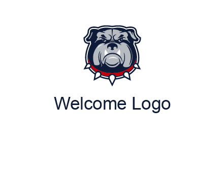 angry bulldog with red collar illustration
