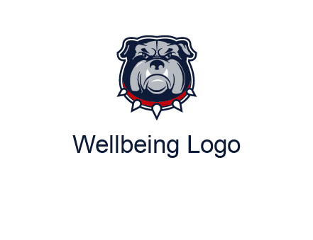 angry bulldog with red collar illustration