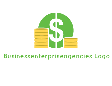 dollar sign inside circle with coins logo