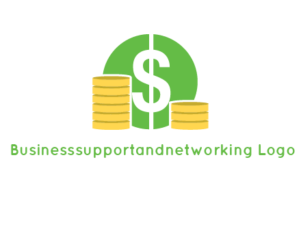 dollar sign inside circle with coins logo
