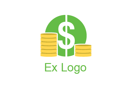 dollar sign inside circle with coins logo