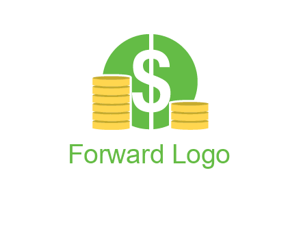 dollar sign inside circle with coins logo
