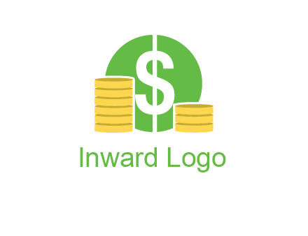 dollar sign inside circle with coins logo