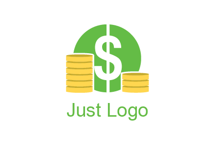 dollar sign inside circle with coins logo