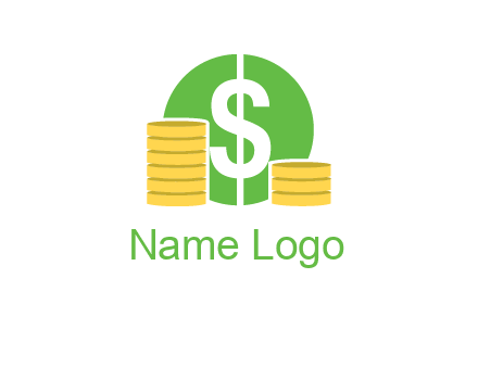 dollar sign inside circle with coins logo