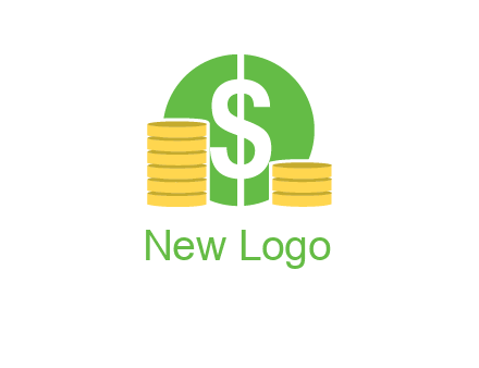 dollar sign inside circle with coins logo