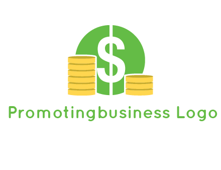dollar sign inside circle with coins logo