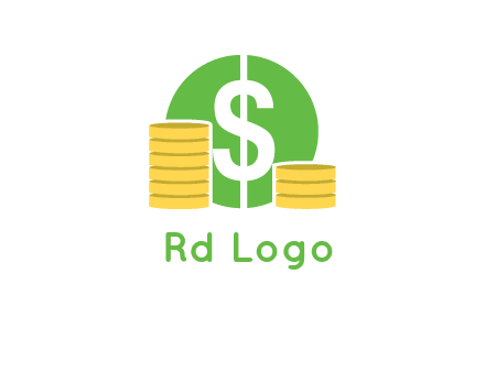 dollar sign inside circle with coins logo