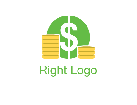 dollar sign inside circle with coins logo