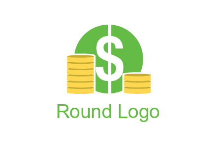 dollar sign inside circle with coins logo